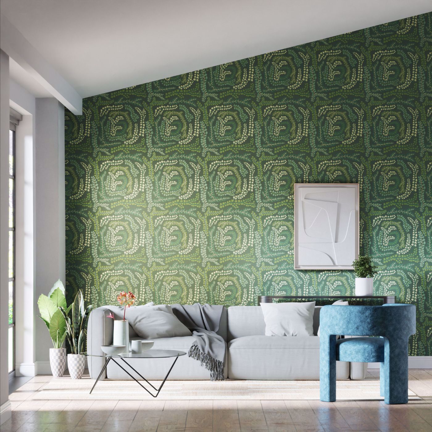 Fayola Wallpaper - Fig Leaf/Clover - Harlequin - HC4W113019 - Morris Wallpaper
