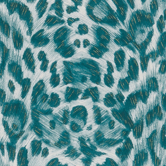 Felis Wallpaper - Teal/Lime - Clarke & Clarke - W0115/10 - Morris Wallpaper