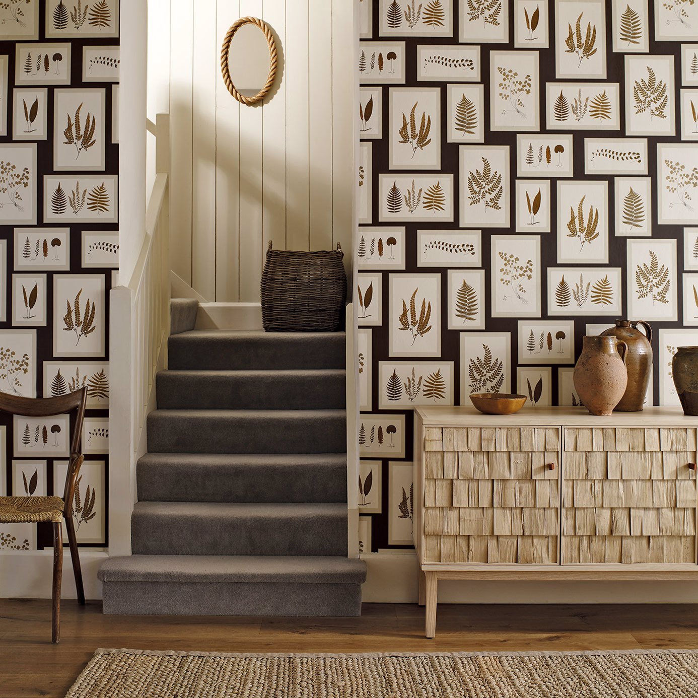 Fern Gallery Wallpaper - Charcoal/Spice - Sanderson - DWOW215713 - Morris Wallpaper