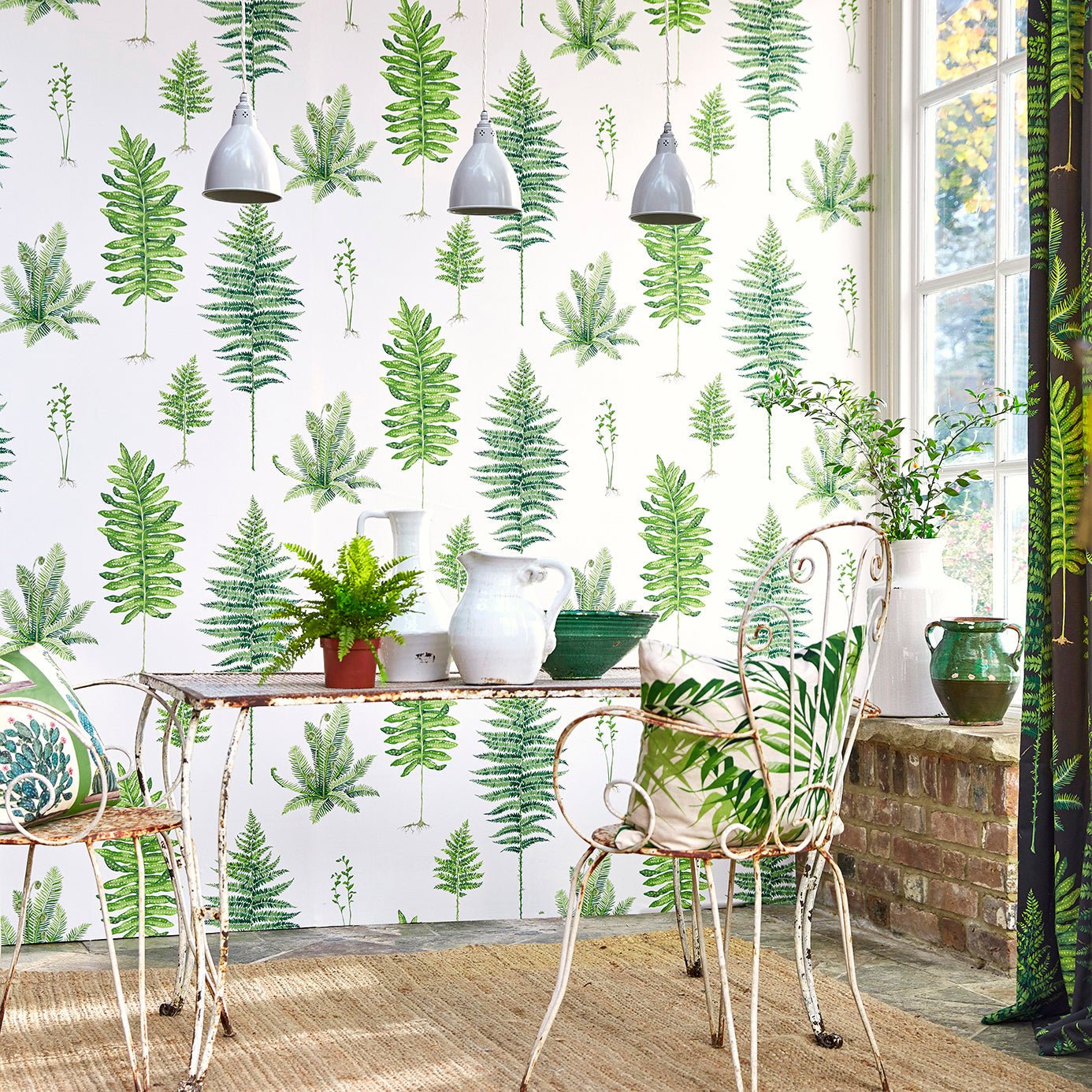 Fernery Wallpaper - Botanical Green/Charcoal - Sanderson - DGLW216634 - Morris Wallpaper