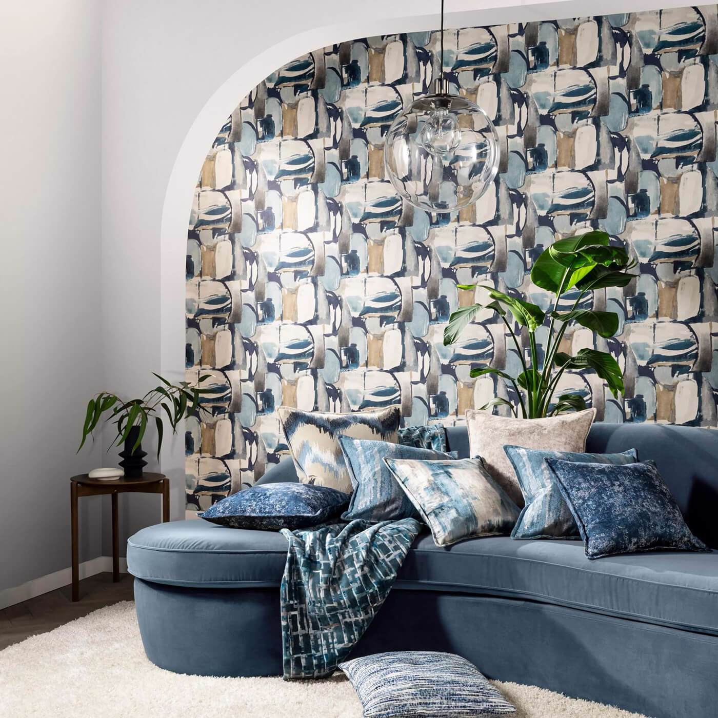 Figura Wallpaper - Denim/Linen - Clarke & Clarke - W0180/01 - Morris Wallpaper