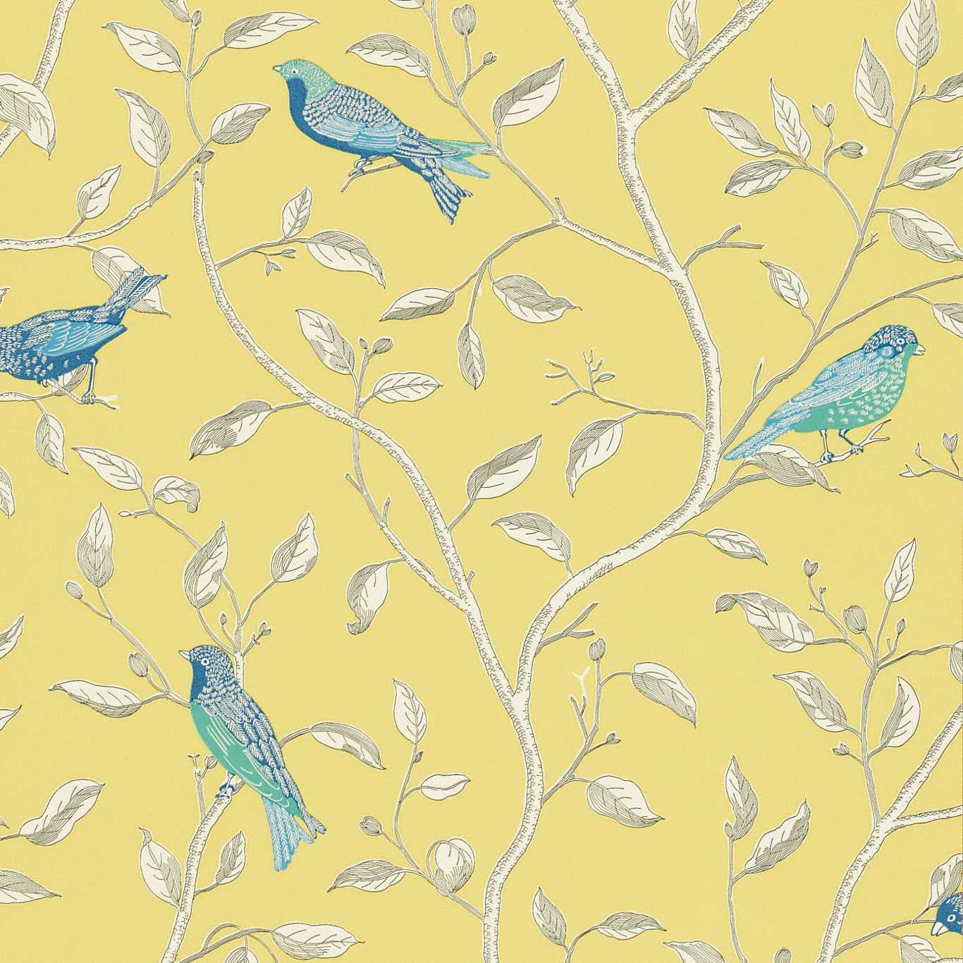 Finches Wallpaper - Yellow - DOPWFI101 - Sanderson