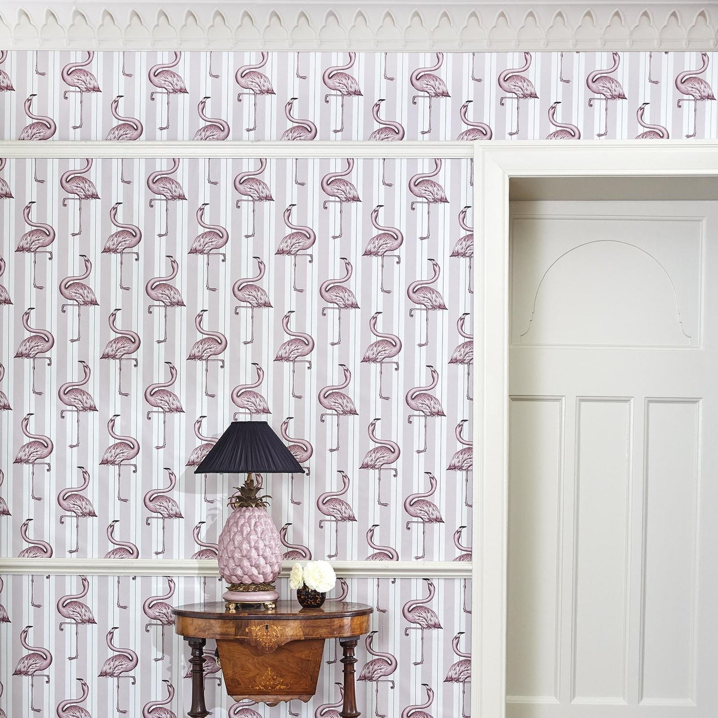 Flamboyance Wallpaper - Off-White & Macaroon-Pink - House of Hackney - 1-WA-FLA-DI-MPK-XXX - Morris Wallpaper