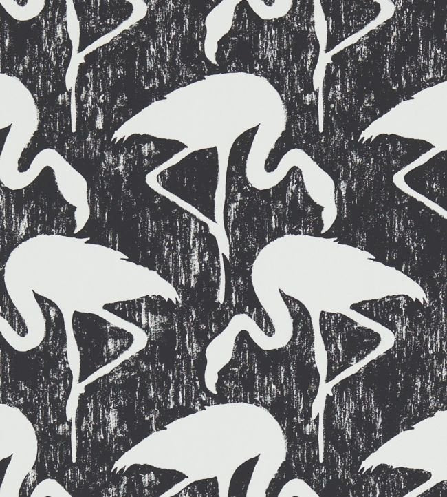 Flamingos Wallpaper - Ebony/Stone - DVIN214568 - Sanderson - Morris Wallpaper