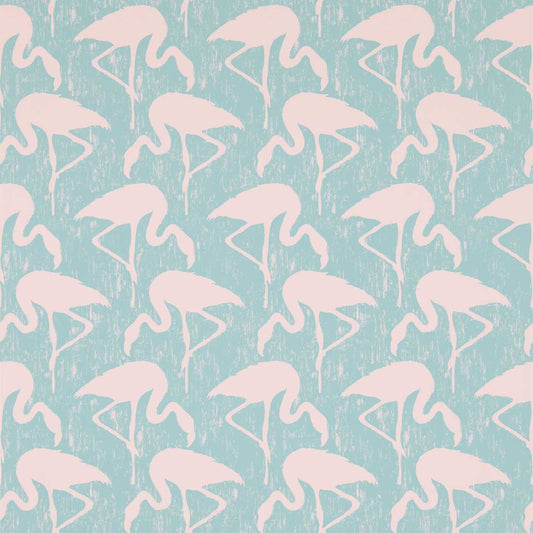 Flamingos Wallpaper - Turquoise Pink - DVIN214569 - Sanderson - One Sixty - Morris Wallpaper