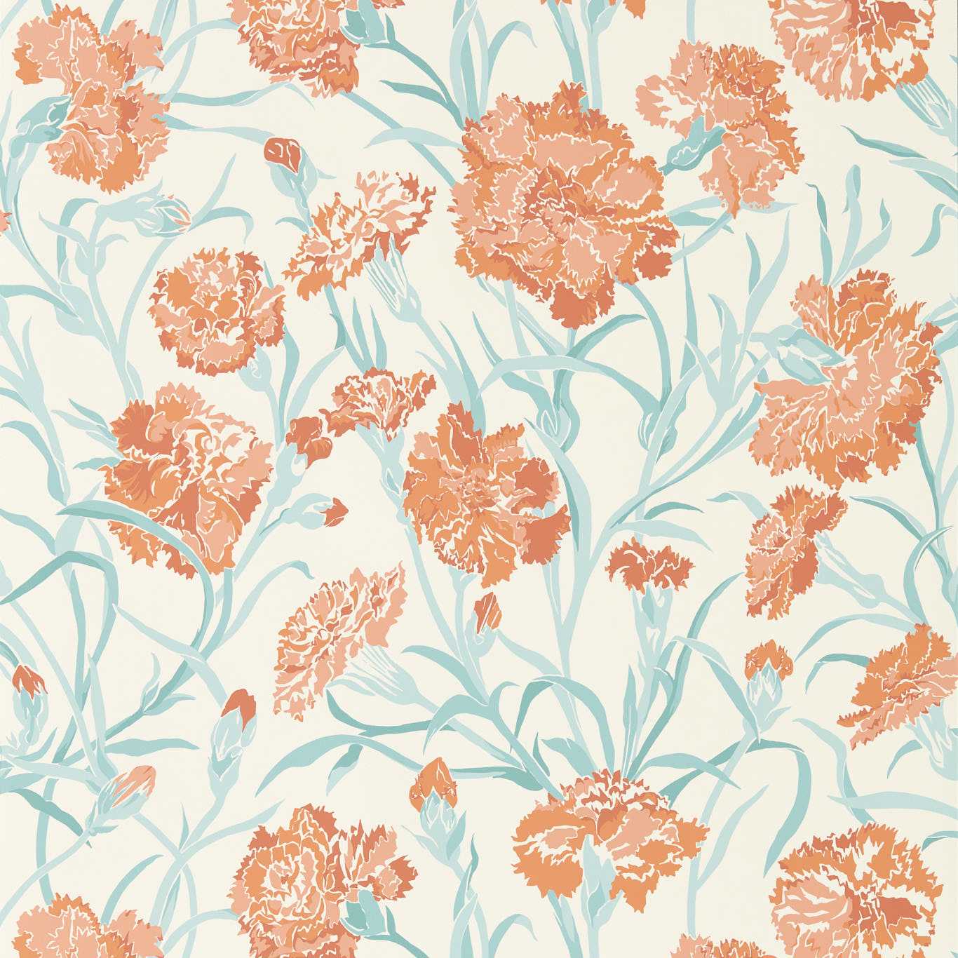 Fleur de Joie Wallpaper - Paprika/Aqua/Soft Focus - HRTW113132 - Harlequin - Premier Wallcovering