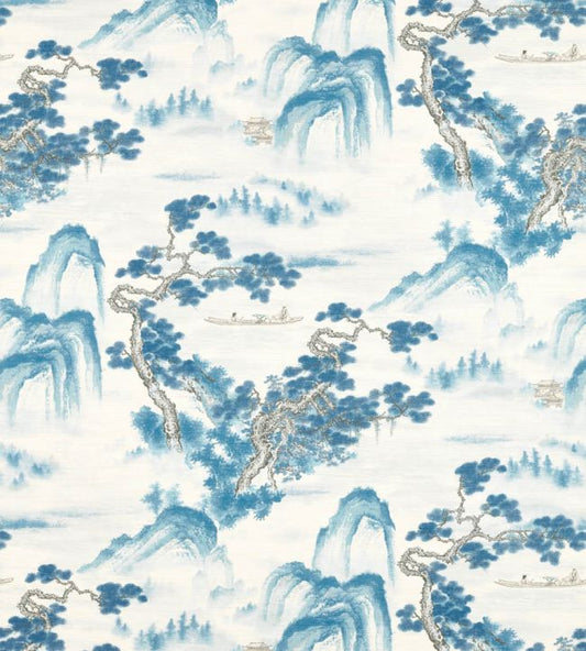 Floating Mountains on Unique Ground Wallpaper - Indigo - ZHIW312984 - Zoffany - Morris Wallpaper