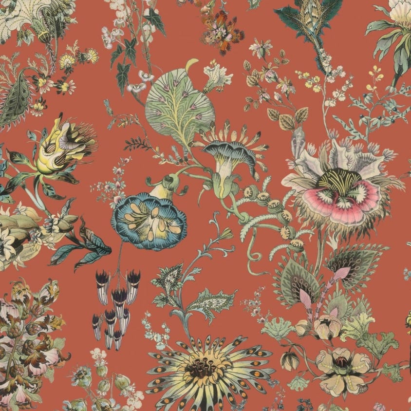 Flora Fantasia Wallpaper - Amber - House of Hackney - 1-WA-FLF-DI-AMB-XXX - Morris Wallpaper