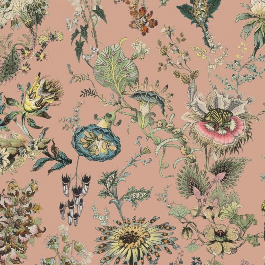 Flora Fantasia Wallpaper - Bisque-Pink - House of Hackney - 1-WA-FLF-DI-PNK-XXX - Morris Wallpaper