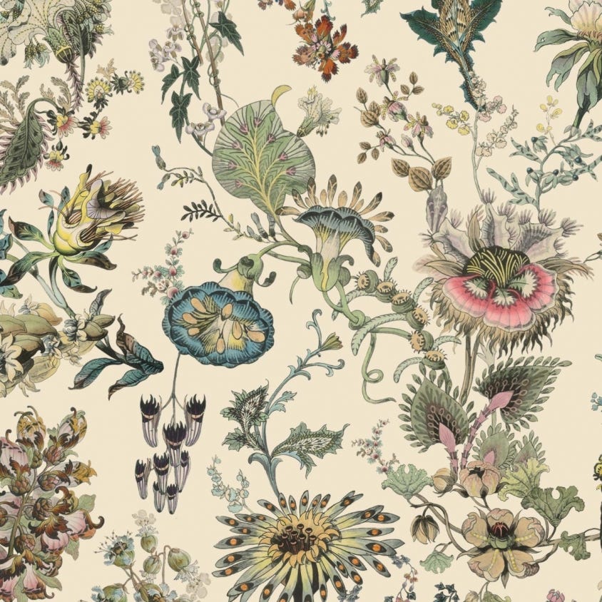 Flora Fantasia Wallpaper - Ecru - House of Hackney - 1-WA-FLF-DI-ECR-XXX - Morris Wallpaper