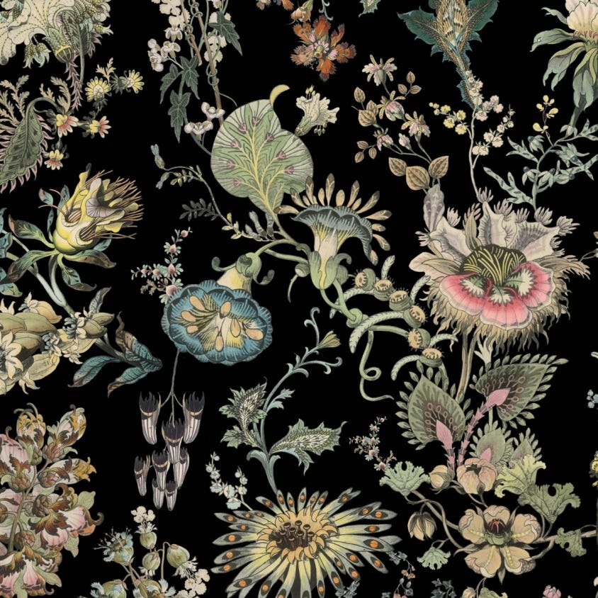 Flora Fantasia Wallpaper - Noir - House of Hackney - 1-WA-FLF-DI-NOI-XXX - Morris Wallpaper