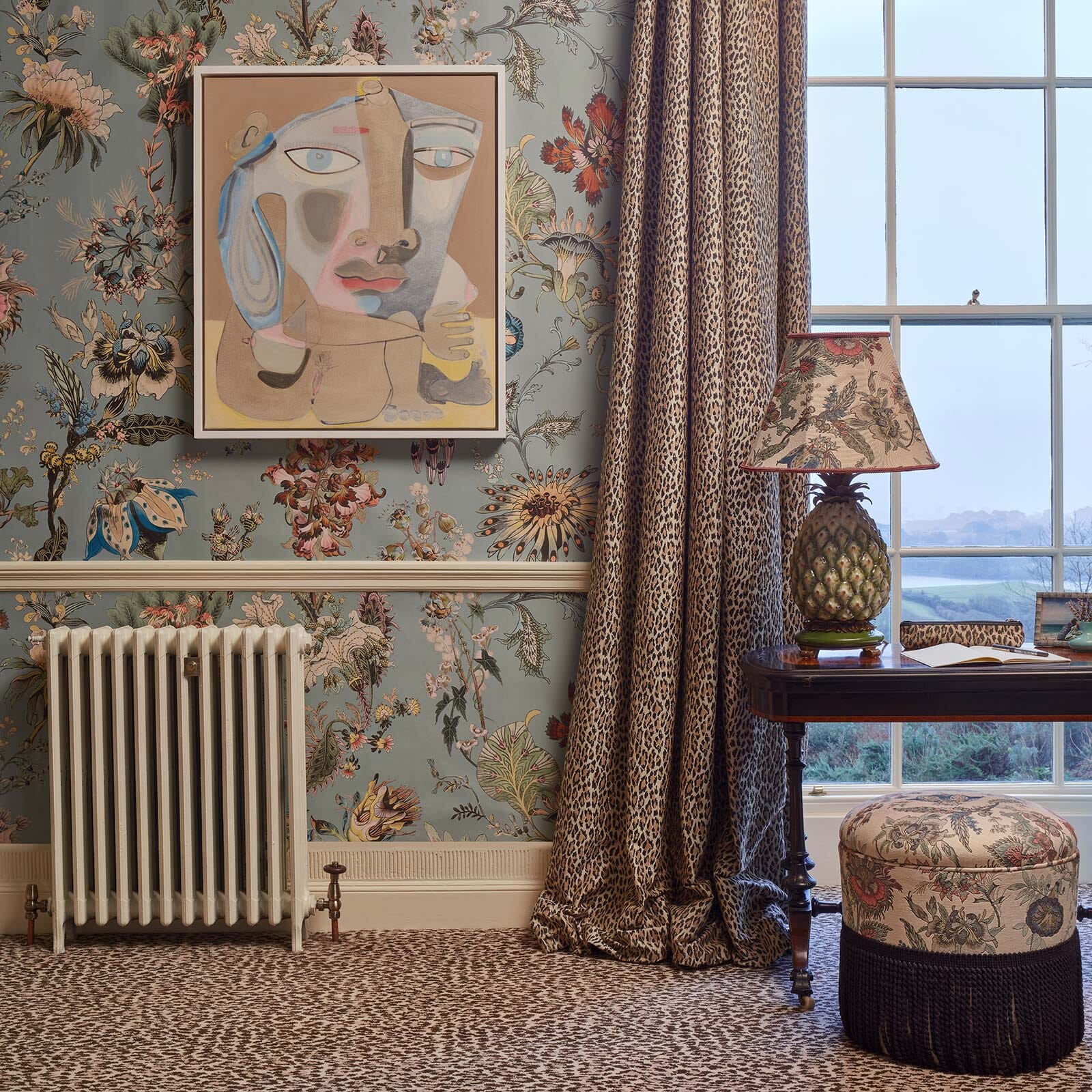 Flora Fantasia Wallpaper - Sky -Blue - House of Hackney - 1-WA-FLF-DI-BLU-XXX - Morris Wallpaper