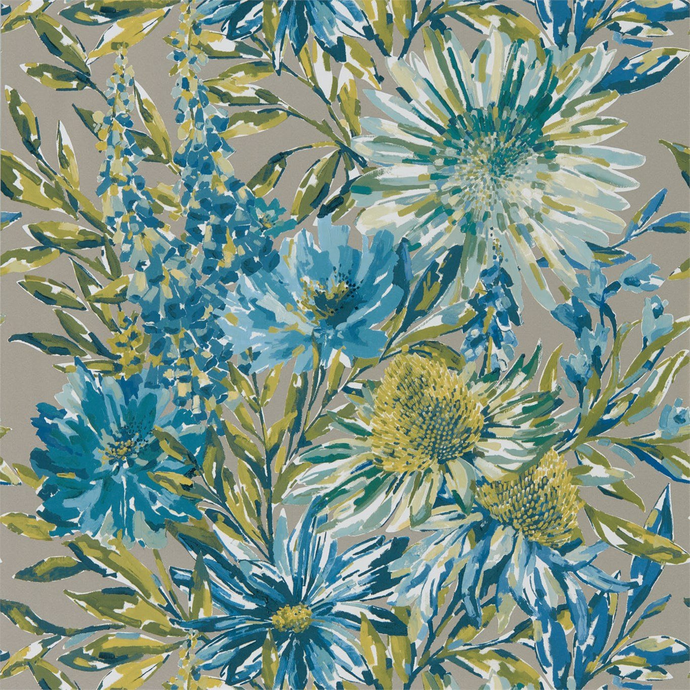 Floreale Wallpaper - Cornflower/Gilver - Harlequin - HSTO111496 - Morris Wallpaper
