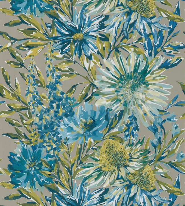 Floreale Wallpaper - Cornflower/Gilver - HSTO111496 - Harlequin - Morris Wallpaper