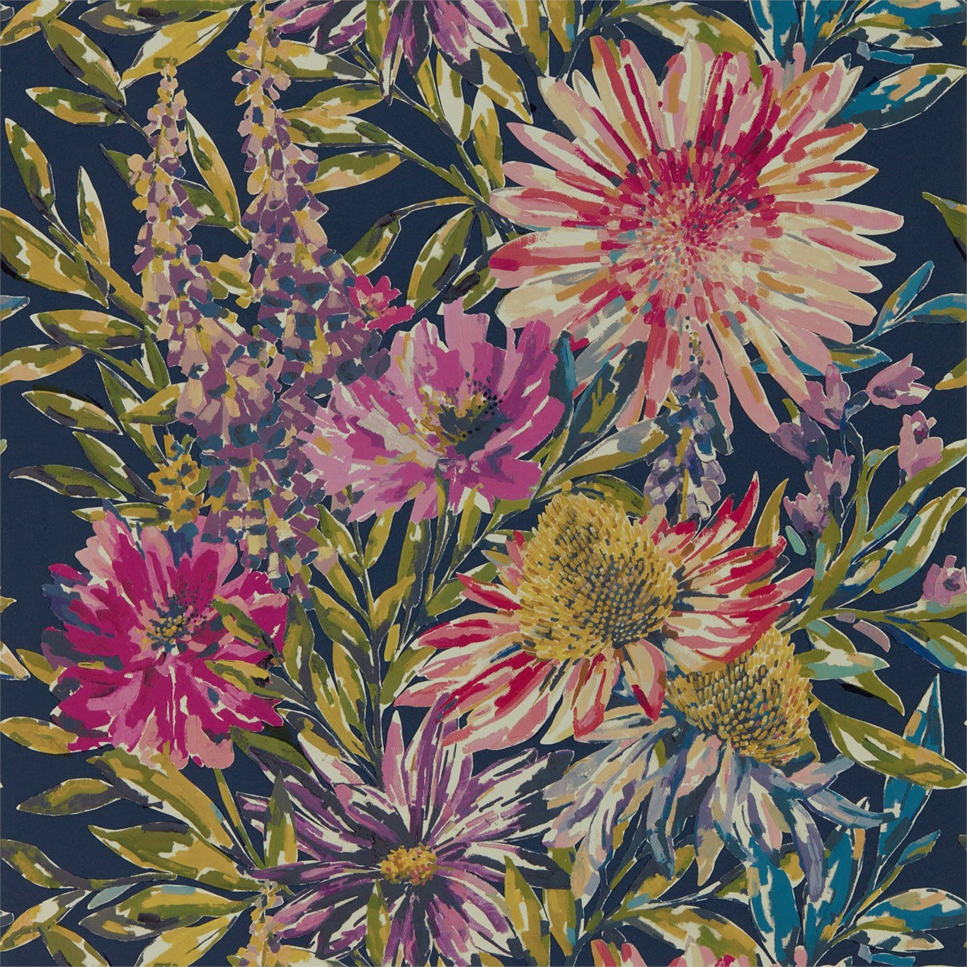 Floreale Wallpaper - Heather/Navy - Harlequin - HSTO111498 - Morris Wallpaper