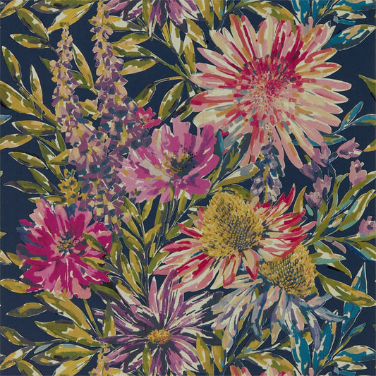 Floreale Wallpaper - Heather/Navy - Harlequin - HSTO111498 - Morris Wallpaper