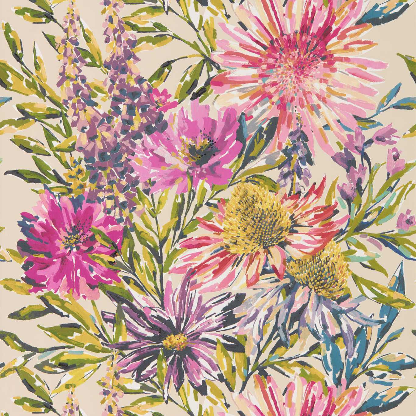 Floreale Wallpaper - Tangerine/Fuchsia - Harlequin - HSTO111497 - Morris Wallpaper