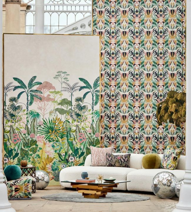 Floreana Wallpaper - Bleached Coral/Succulent/Fig Leaf - HTEW112777 - Harlequin - Morris Wallpaper