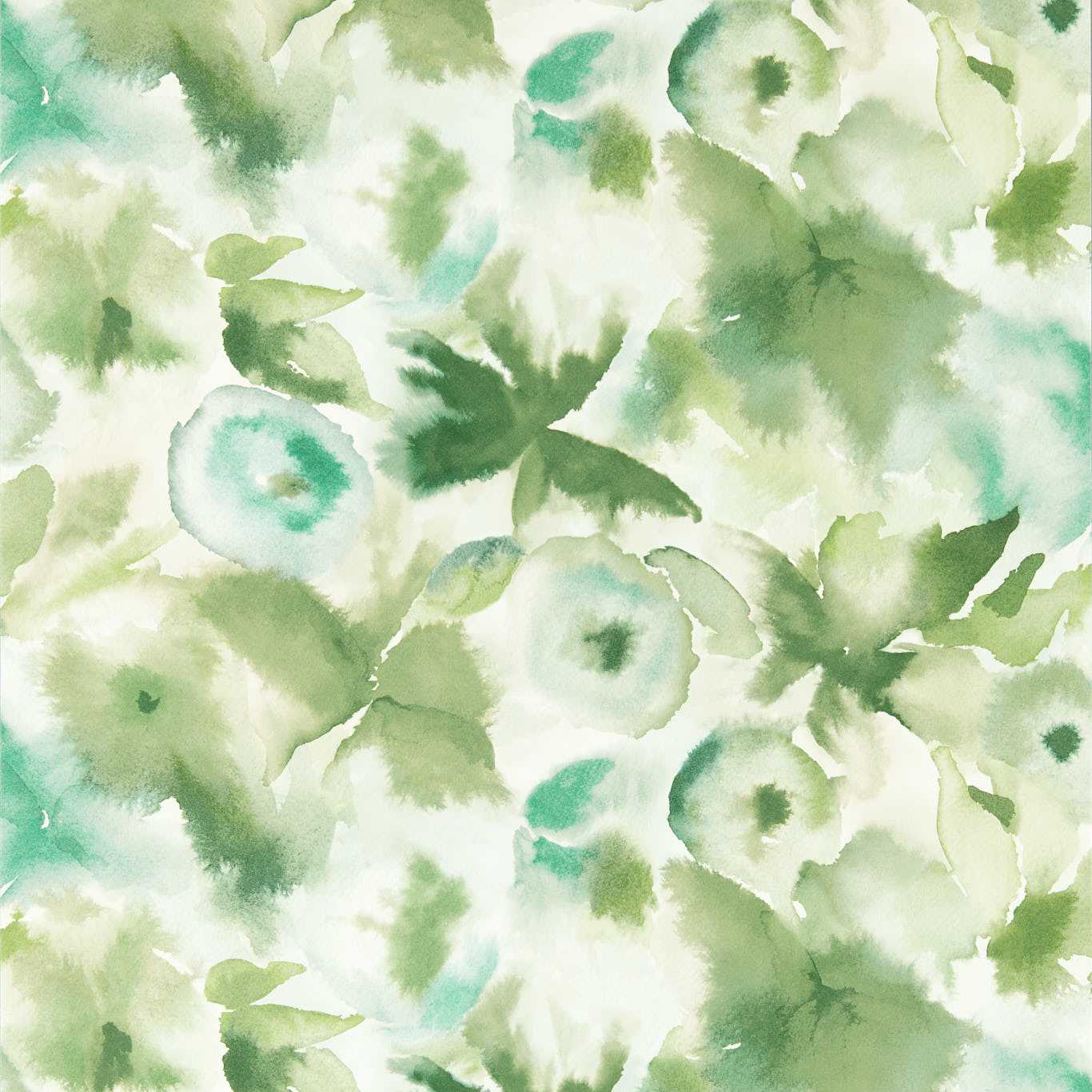 Flores Wallpaper - Clover/Kelly/Aqua - Harlequin - HRTW113137 - Morris Wallpaper