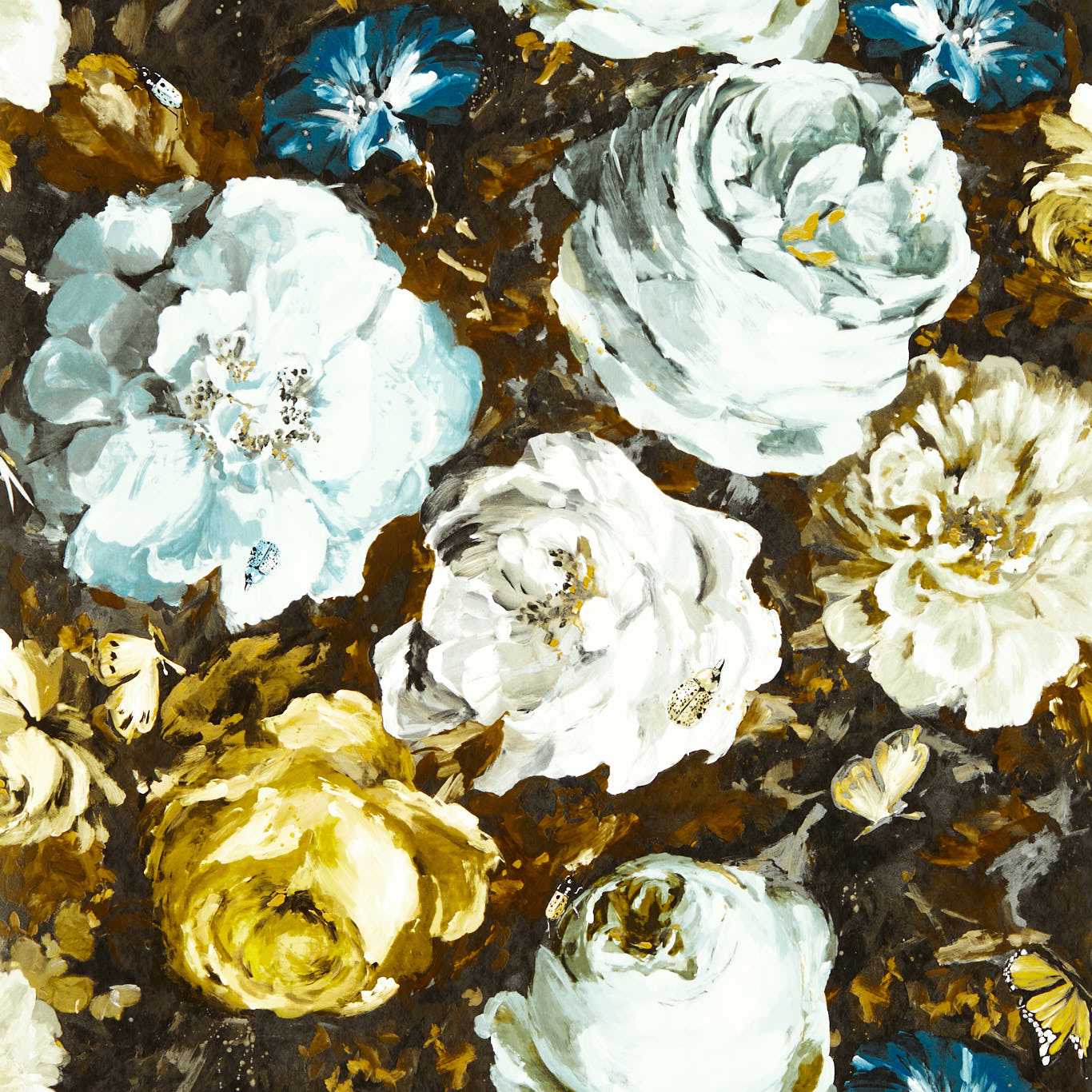 Floretta Wallpaper - Mineral/Charcoal - Clarke & Clarke - W0090/04 - Morris Wallpaper