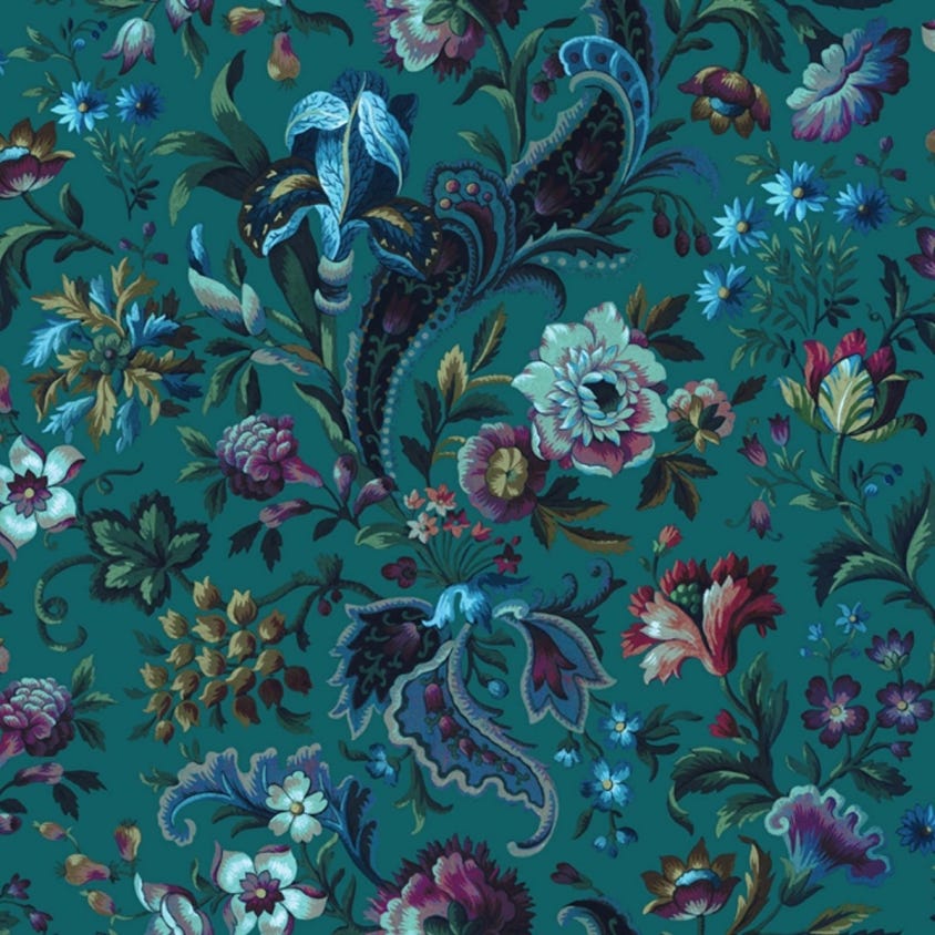 Florika Wallpaper - Petrol - House of Hackney - 1-WA-FLO-DI-PET-XXX - Morris Wallpaper