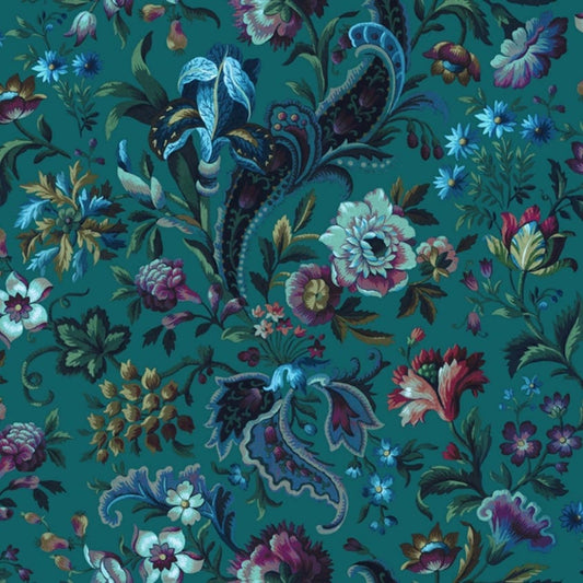 Florika Wallpaper - Petrol - House of Hackney - 1-WA-FLO-DI-PET-XXX - Morris Wallpaper