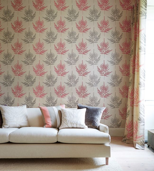 Folium Wallpaper - Stone/Gilver And Chalk - HPOW110590 - Harlequin - Morris Wallpaper