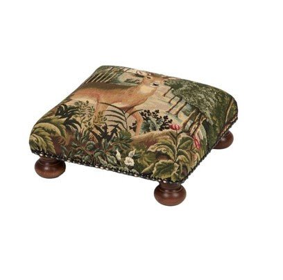 Forest Deer Tapestry Footstool - Hines of Oxford - F1102 - Morris Wallpaper
