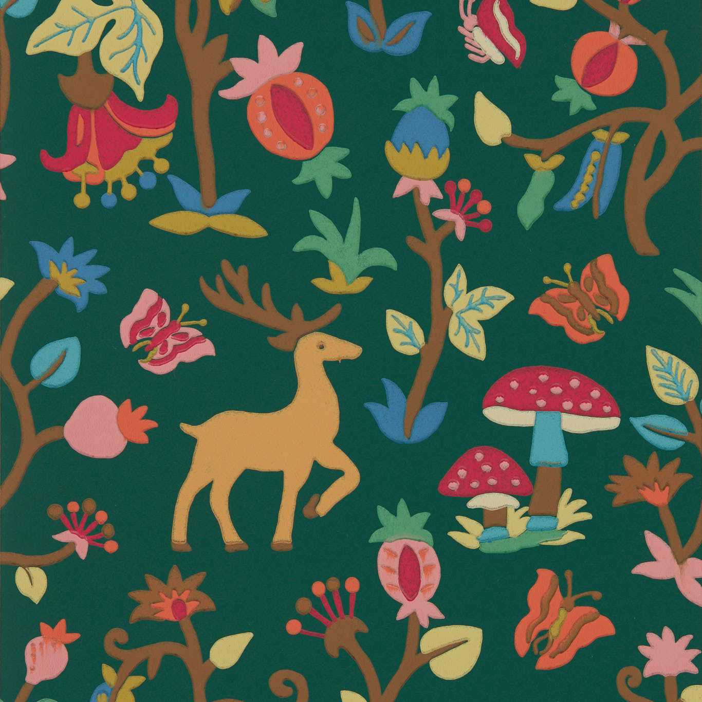 Forest Of Dean Wallpaper - Midnight/Multi - DABW217219 - Sanderson - Morris Wallpaper