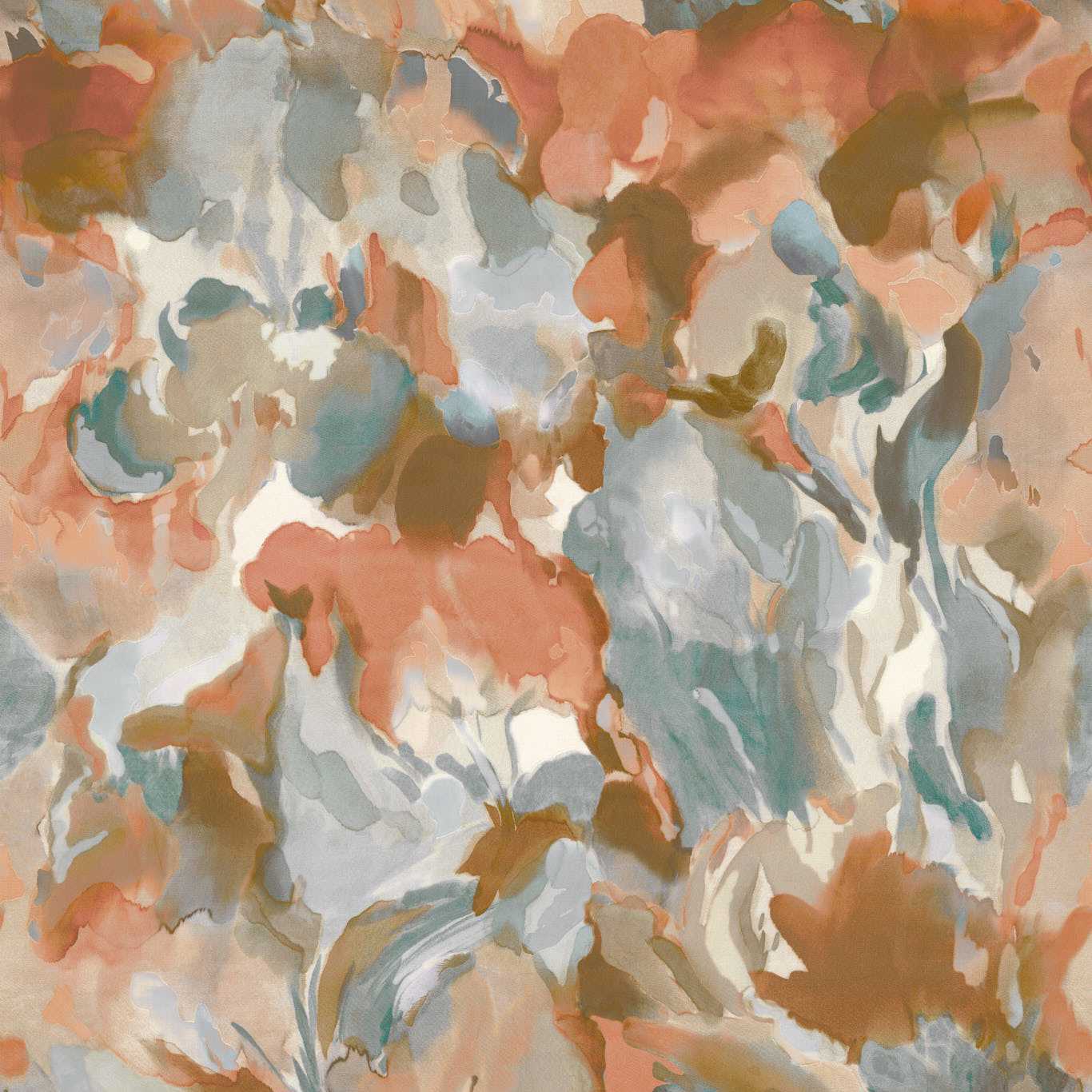 Foresta Wallpaper - Baked Terracotta/Cerulean - Harlequin - HC4W113001 - Morris Wallpaper