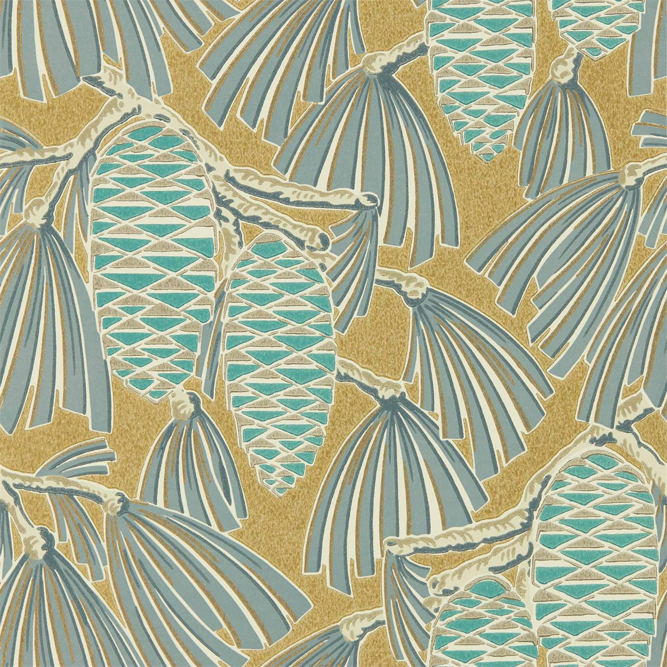 Foxley Wallpaper - Kingfisher/Gold - Harlequin - HSAW112127 - Morris Wallpaper