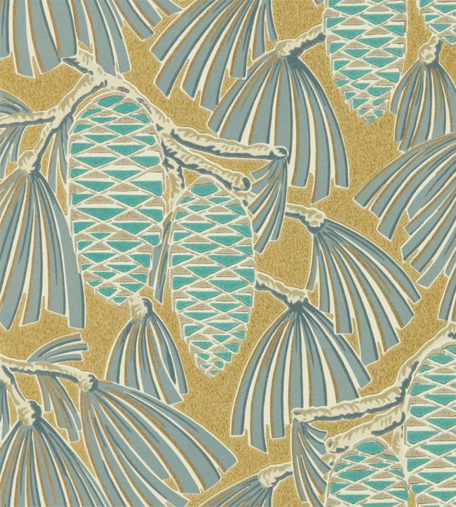 Foxley Wallpaper - Kingfisher/Gold - HSAW112127 - Harlequin - Morris Wallpaper