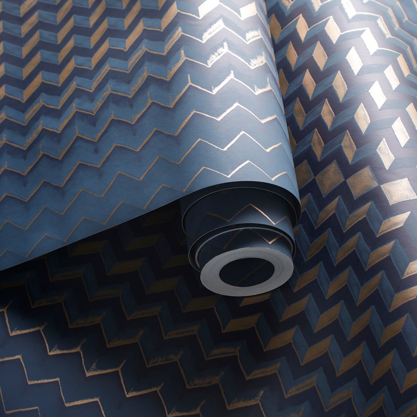 Fragment Wallpaper - Midnight/Copper - Clarke & Clarke - W0150/03 - Morris Wallpaper