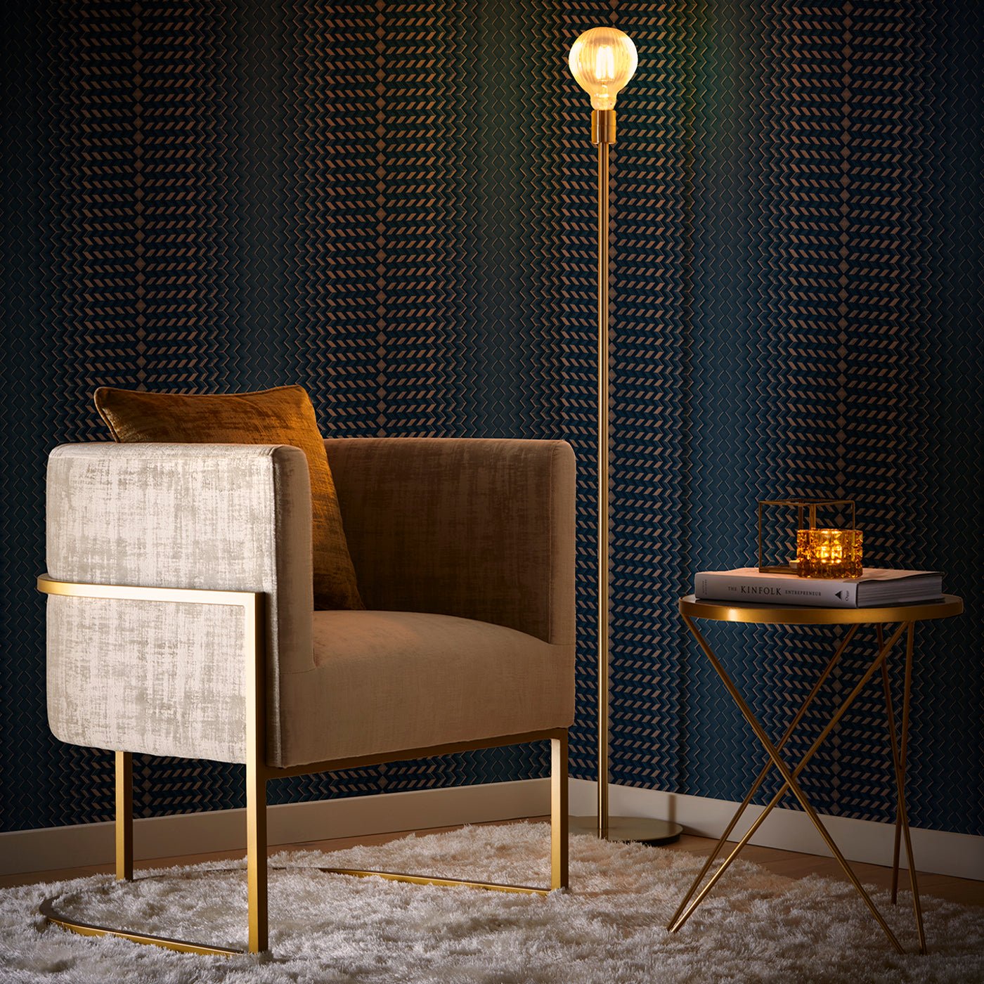 Fragment Wallpaper - Midnight/Copper - Clarke & Clarke - W0150/03 - Morris Wallpaper