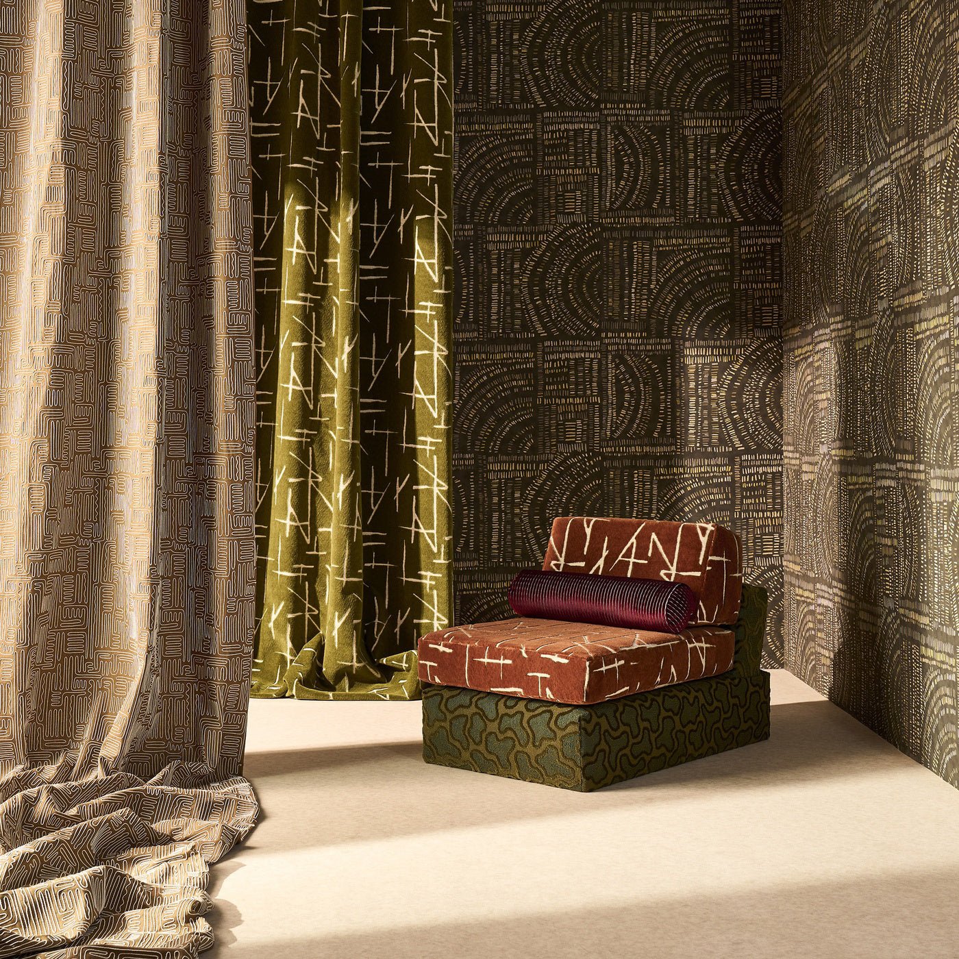 Frescoes Wallpaper - Charcoal / Chalk / Limestone - Harlequin - HDMW113291 - Morris Wallpaper