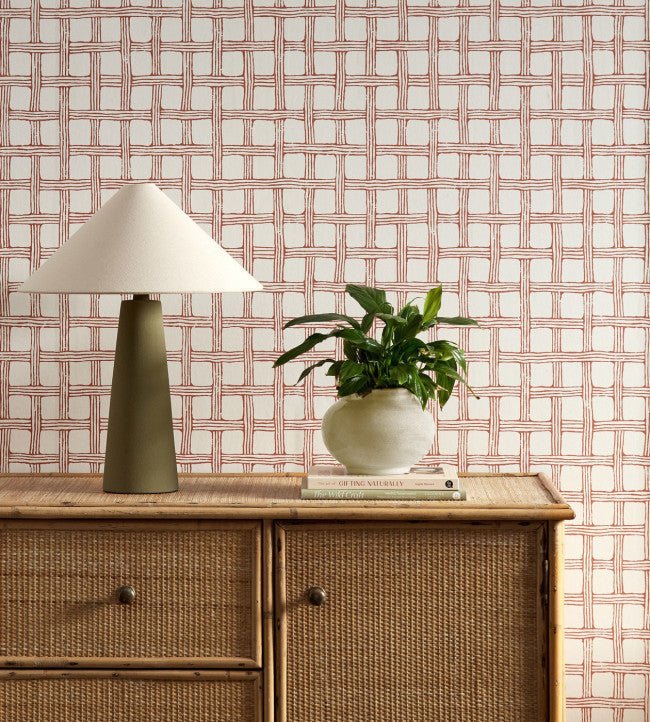 Fretwork Wallpaper - Ladybird Red - Scion - NSCW113261 - Morris Wallpaper