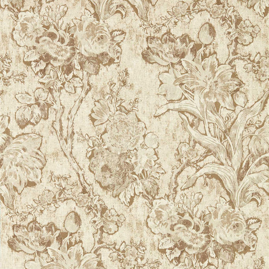Fringed Tulip Toile Wallpaper - Jute - DGDW217325