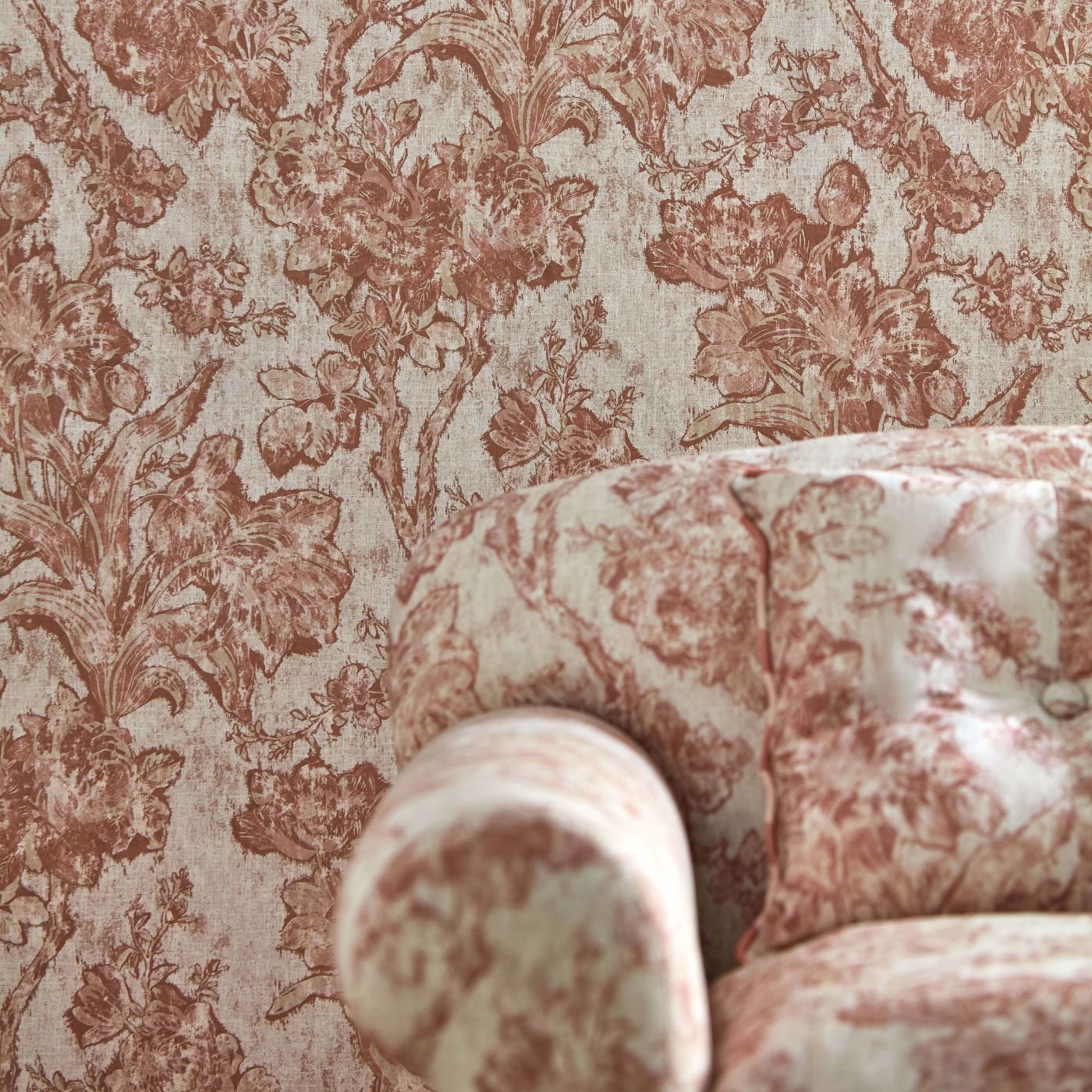 Fringed Tulip Toile Wallpaper - Putty - Sanderson - DGDW217324 - Morris Wallpaper
