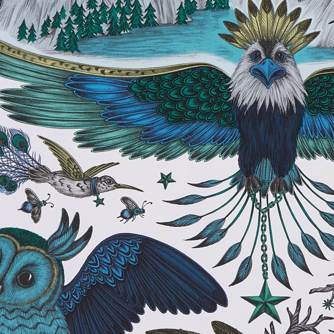 Frontier Wallpaper - Blue - Clarke & Clarke - W0116/01 - Morris Wallpaper