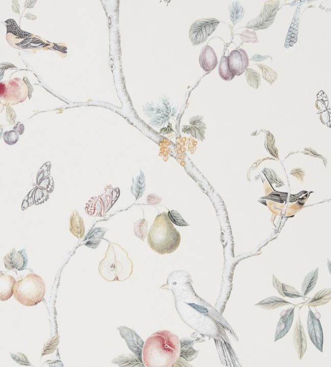 Fruit Aviary Wallpaper - Cream/Multi - DART216314 - Sanderson - Morris Wallpaper