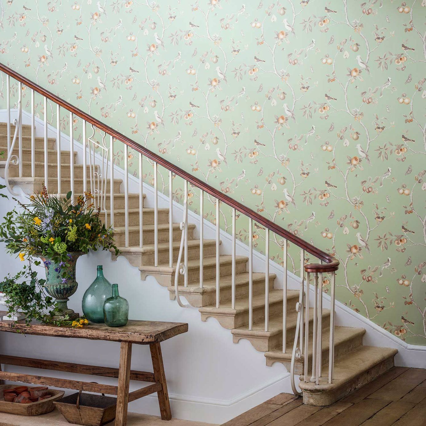 Fruit Aviary Wallpaper - Cream/Multi - Sanderson - DART216314 - Morris Wallpaper