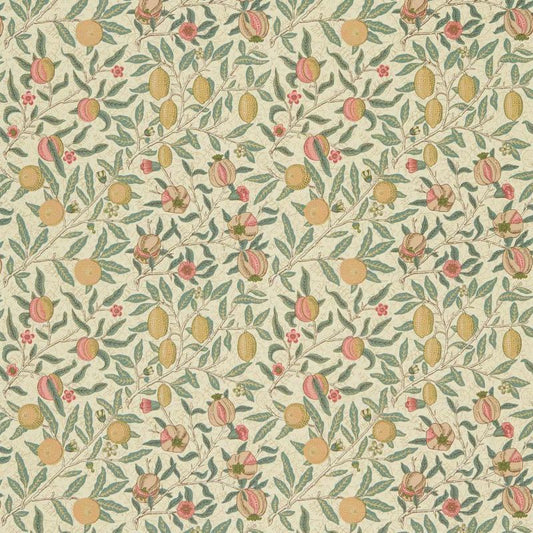 Fruit Fabric - Cream/Teal - Morris & Co - DMC1FU205 - Premier Wallcovering