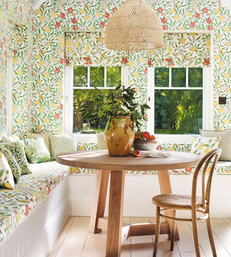 Fruit Fabric - Leaf Green/Madder - Morris & Co - 226907 - Premier Wallcovering