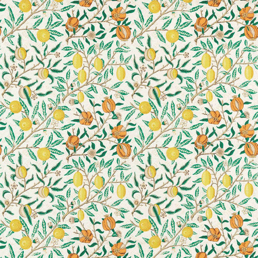Fruit Fabric - Sap Green/Tangerine - Morris & Co - 227205 - Premier Wallcovering