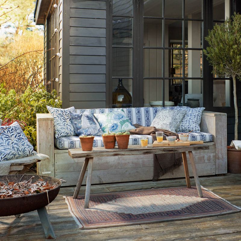 Fruit Stripe Outdoor Fabric - Indigo - Morris & Co - 227117 - Premier Wallcovering