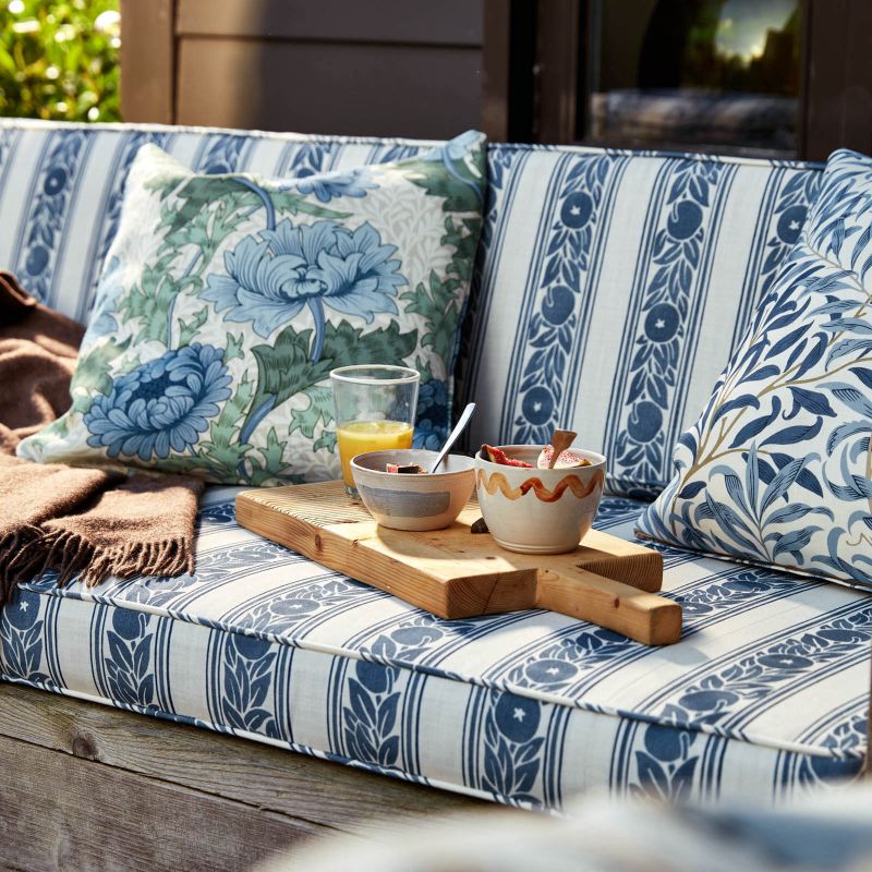 Fruit Stripe Outdoor Fabric - Indigo - Morris & Co - 227117 - Premier Wallcovering