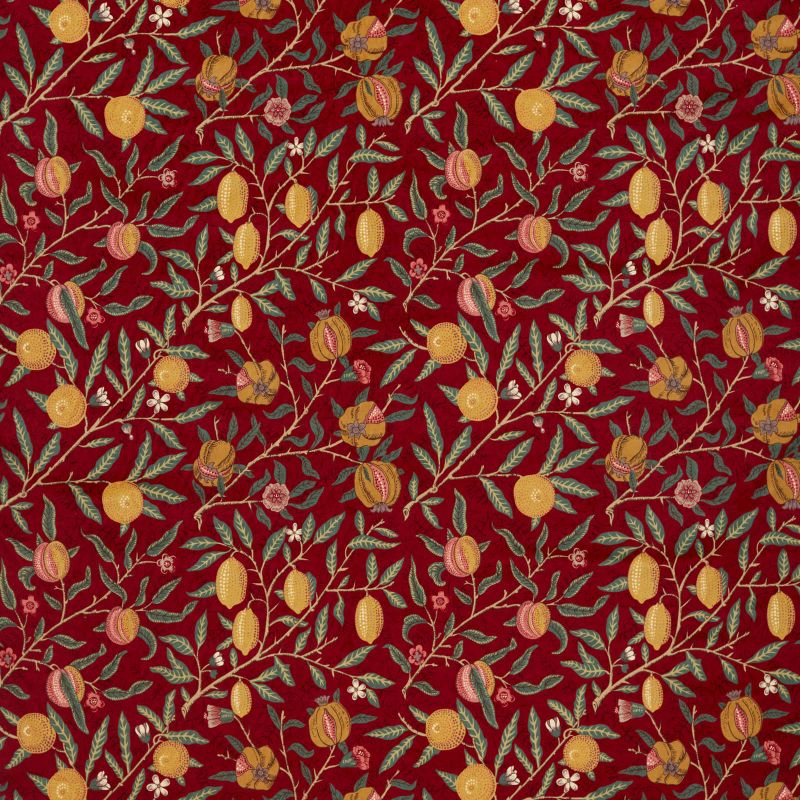 Fruit Velvet Fabric - Madder/Bayleaf - Morris & Co - 236925 - Premier Wallcovering