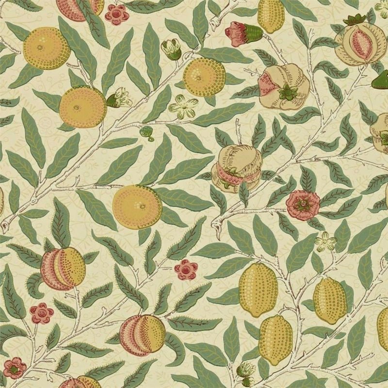 Fruit Wallpaper - Beige/Gold/Coral - Morris & Co - 216484 - Morris Wallpaper
