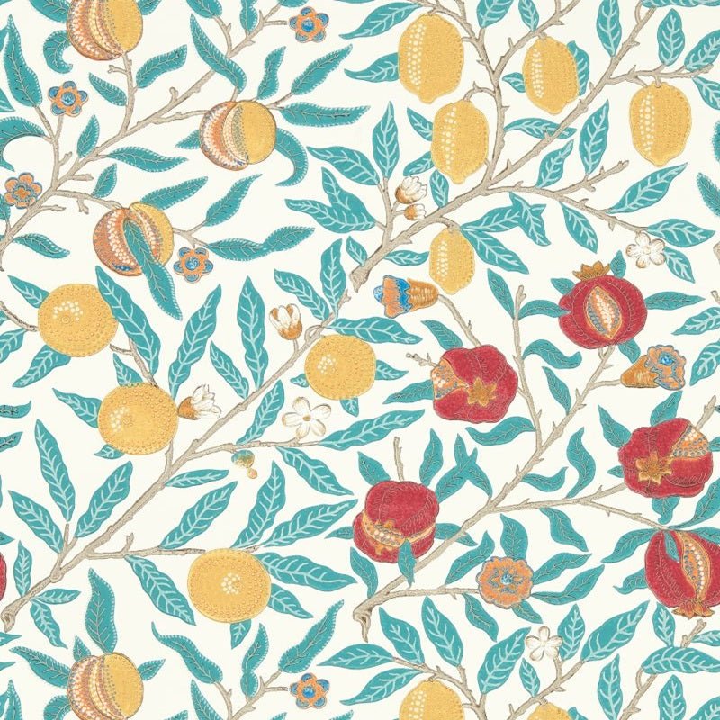 Fruit Wallpaper - Green Indigo/Madder - Morris & Co - 217085 - Morris Wallpaper