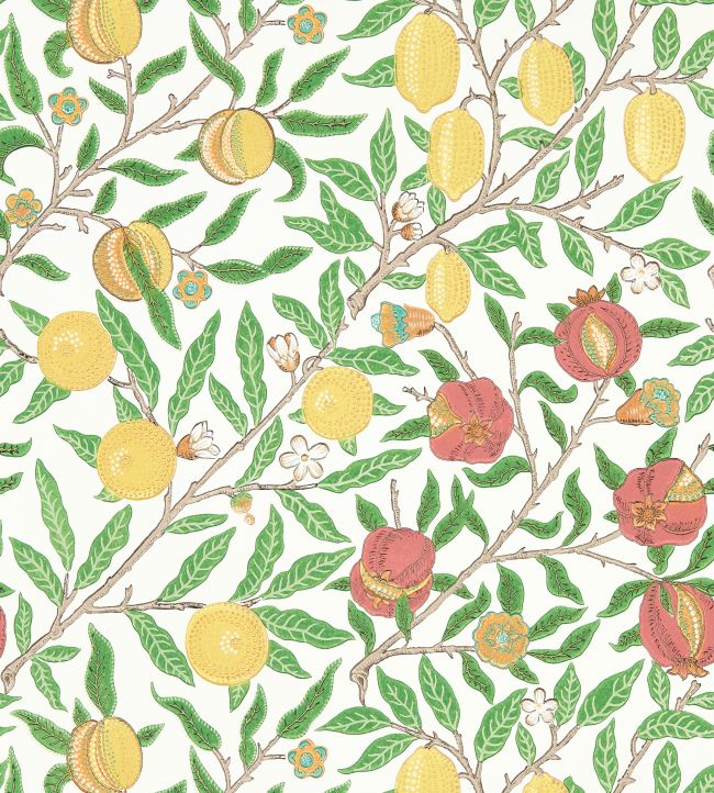 Fruit Wallpaper - Leaf Green/Madder - 217086 - Morris & Co